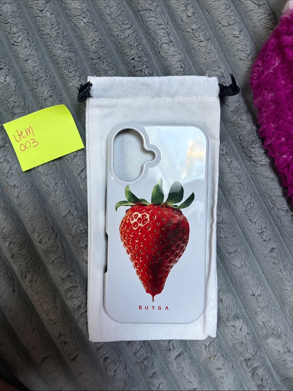 Burga White Strawberry Graphic Phone Case